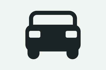 Black vector icon of the car isolated on white background.