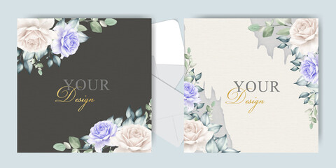 Editable Wedding Invitation Cards with Elegant Flower and leaves