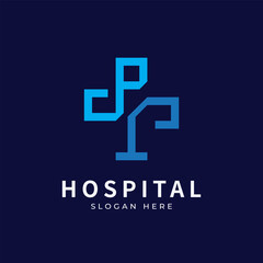 Fototapeta premium Health logo with initial letter PT, T P, P T logo designs concept. Medical health-care logo designs template.