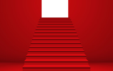 Obraz premium red staircase and light in the red room