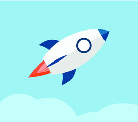 Space rocket launch. Vector illustration. 