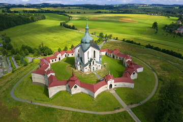 The Pilgrim Church of St. John of Nepomuk on Zelena Hora (Green Mountain) near Zdar nad Sazavou,...