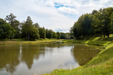 Scenic forest and picturesque river northern environment