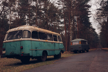 Plakat old abandon buses