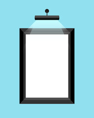 Vector banner frame. Flat frame with light on blue background. Vector illustration