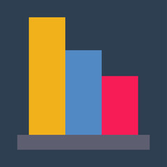 Business & finance, Graph bars, Flat color icon.