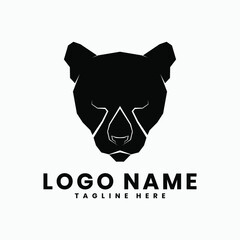 Black strong cheetah head vector logo design template