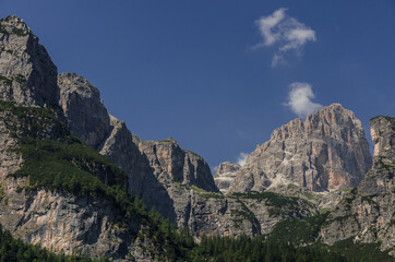 Brenta Group peaks as seen from the East, Brenta Dolomites, Trentino, Italy.