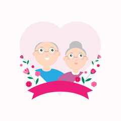 This is a cute card. Grandfather and grandmother in the background. For Grandparents Day.