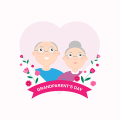 This is a cute card. Grandfather and grandmother in the background. For Grandparents Day.