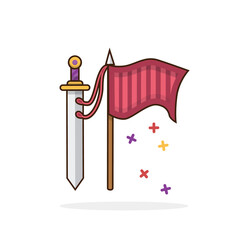 Flag and sword icon. Isolated vector sign symbol.