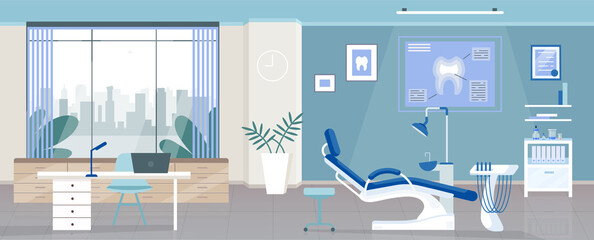 Dental room flat color vector illustration