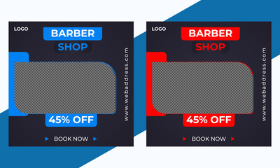 Barber shop social media post banner template