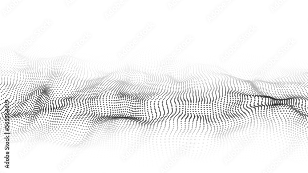 Poster vector abstract white futuristic background. big data visualization. digital dynamic wave of particl
