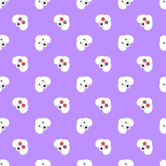 Dog seamless pattern, Poodle on purple background, Dog icons. 