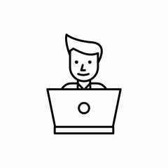 Outline laptop worker icon.Laptop worker vector illustration. Symbol for web and mobile