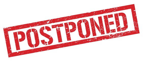 POSTPONED red grungy rectangle stamp.