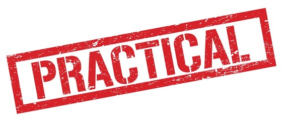 PRACTICAL red grungy rectangle stamp.