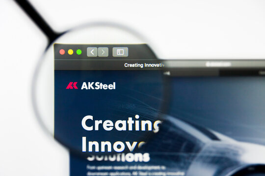 Richmond, Virginia, USA - 8 May 2019: Illustrative Editorial of AK Steel Holding Corporation website homepage. AK Steel Holding Corporation logo visible on display screen.