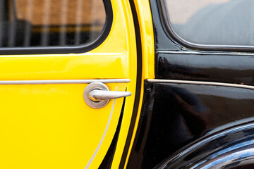 Black Yellow Citroën 2CV vintage retro style French car