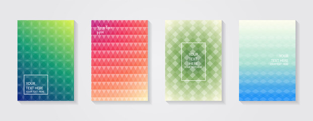 Minimal modern cover design. Dynamic colorful gradients. Future geometric patterns. Blue, pink, yellow, green, orange, purple placard poster template.