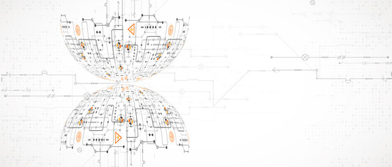 Abstract technology half - sphere background. Global network concept. Vector illustration.