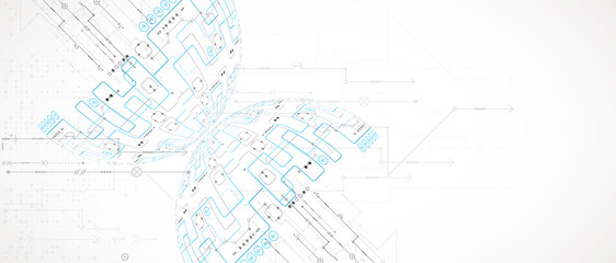 Abstract technology half - sphere background. Global network concept. Vector illustration.