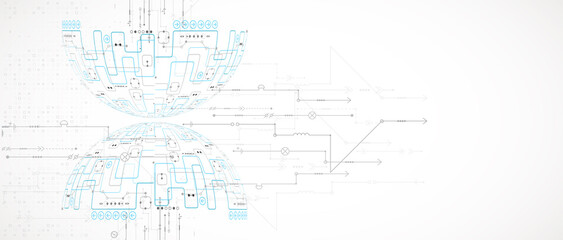 Abstract technology half - sphere background. Global network concept. Vector illustration.