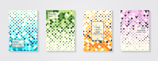 Minimal modern cover design. Dynamic colorful gradients. Future geometric patterns. Blue, pink, yellow, green, orange, purple placard poster template.