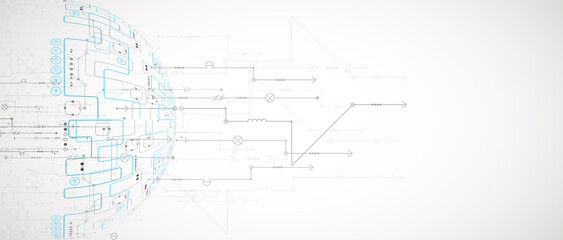 Abstract technology half - sphere background. Global network concept. Vector illustration.