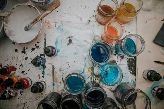 artists glasses of watercolor