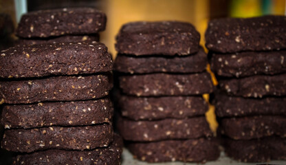 Close up of dark cookies with stevia