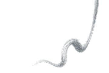Gray hair on white background, isolated. Thin thread