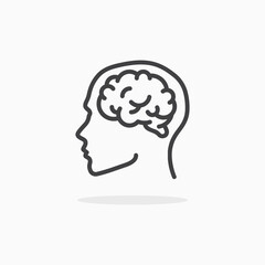 Human brain icon in line style