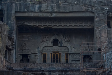 Fototapeta na wymiar ancient stone carving ellora cave aurangabad maharastra india asia