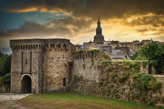 Porte de Saint-Malo, Dinan, France. The great heritage of Dinan is given by the walls that surround the village. The walls are crossed by numerous gates that allow access to the city.