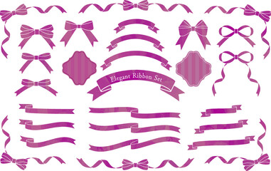 秋色のエレガントリボンセット-切り抜き風-ワイン