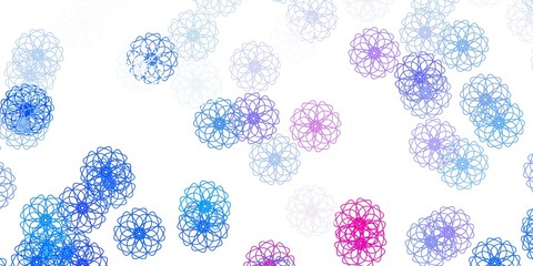 Light blue, red vector doodle pattern with flowers.