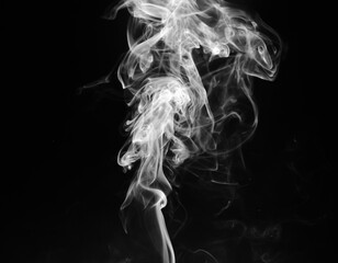 abstract fragment movement of white smoke on black background.