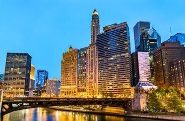 Historic buildings in Downtown Chicago - Illinois, United States