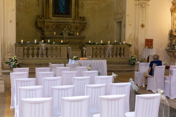 Place for a wedding ceremony in white