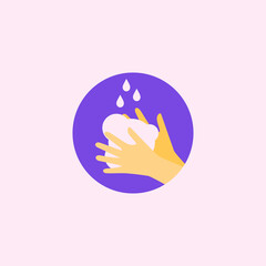 Wash hand flat illustration. Hand icon