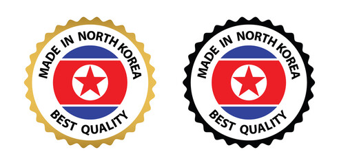 made in North Korea vector stamp. badge with North Korea flag