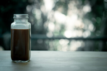 Coffee mocha in glass bottle