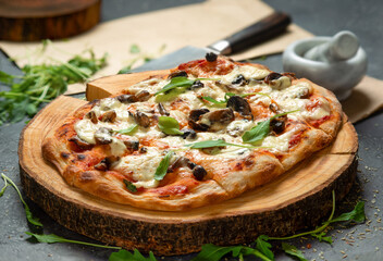 italian pizza with cheese strachatella