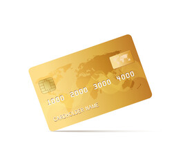 Vector realistic illustration design of golden credit (debit) card.