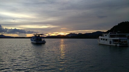 sunset over the harbor