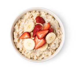 prepared oatmeal with fruits and berries