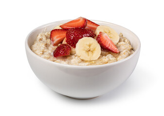 prepared oatmeal with fruits and berries