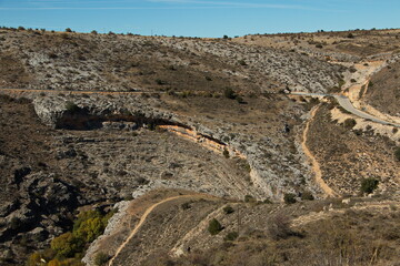 Mountain road in park Barranco del Rio Dulce, Guadalajara, Spain
